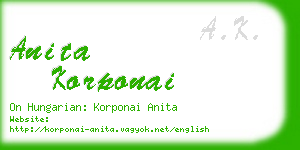 anita korponai business card